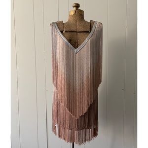 FOLEY + CORRINE Ombré Fringe Silk Party Dress 6